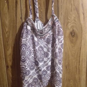 Cute purple and white bohemian top size small